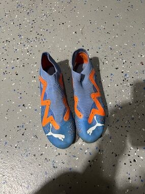 Puma Kids Blue and Orange Slip-On Soccer Sneakers